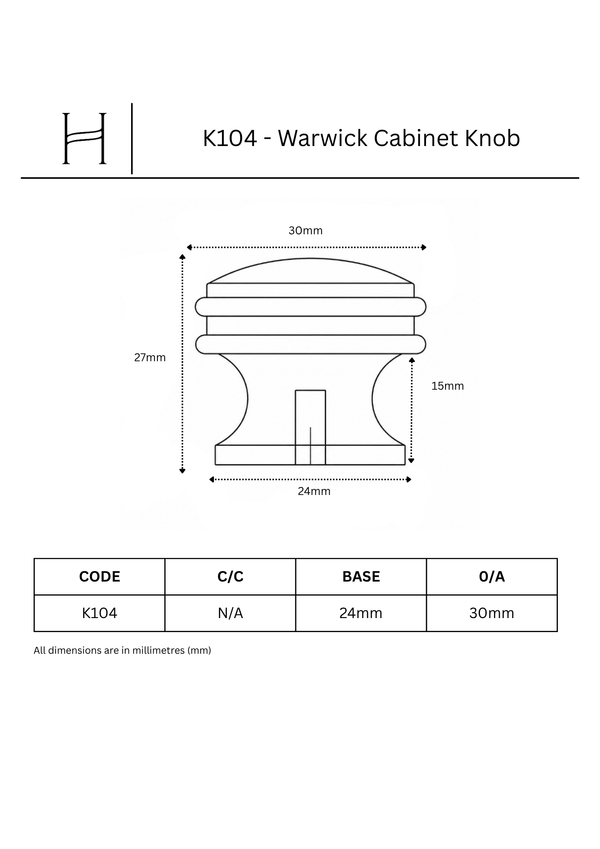 K104 - Warwick Cabinet Knob