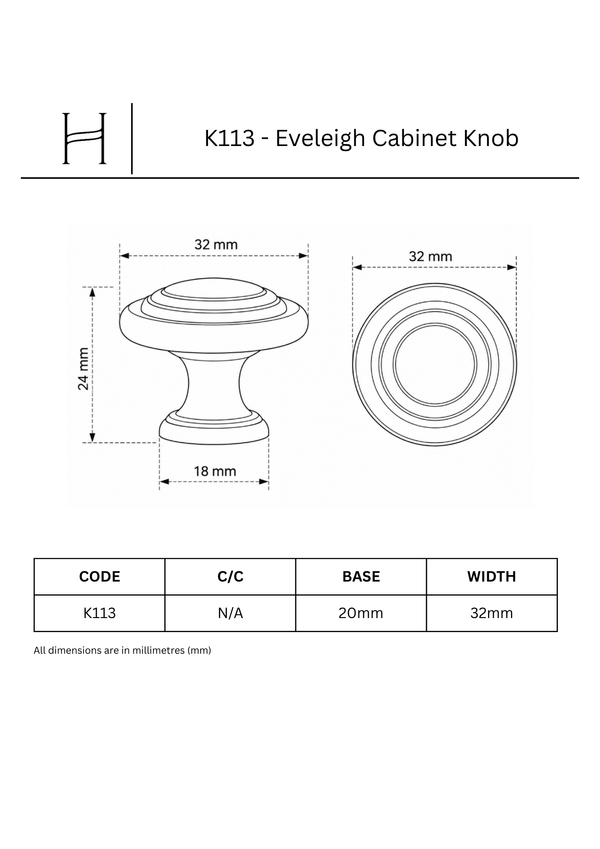 K113 - Eveleigh Cabinet Knob