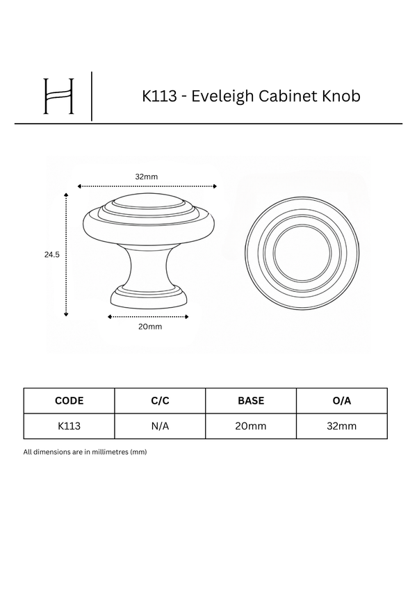 K113 - Eveleigh Cabinet Knob