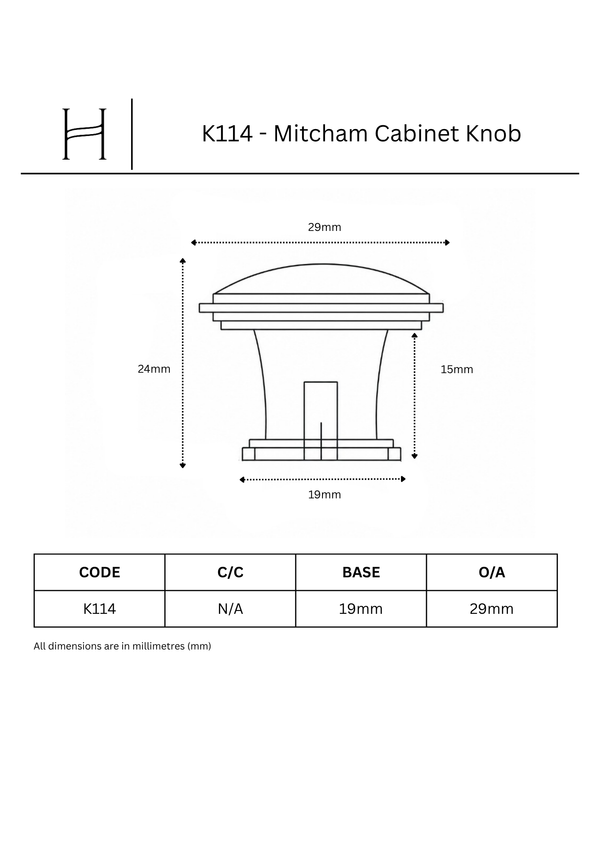 K114 - Mitcham Cabinet Knob