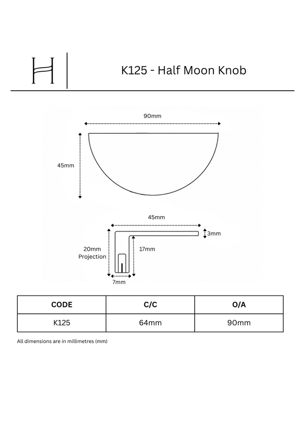 K125 - Half Moon Knob