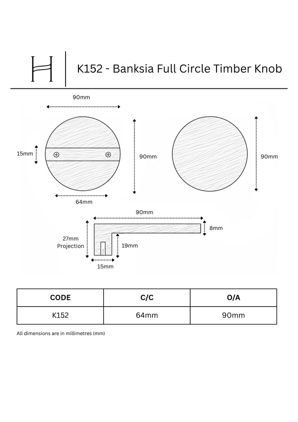 K152 - Banksia Full Circle Timber Knob