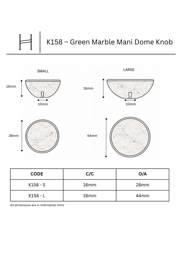 K158 – Green Marble Mani Dome Knob