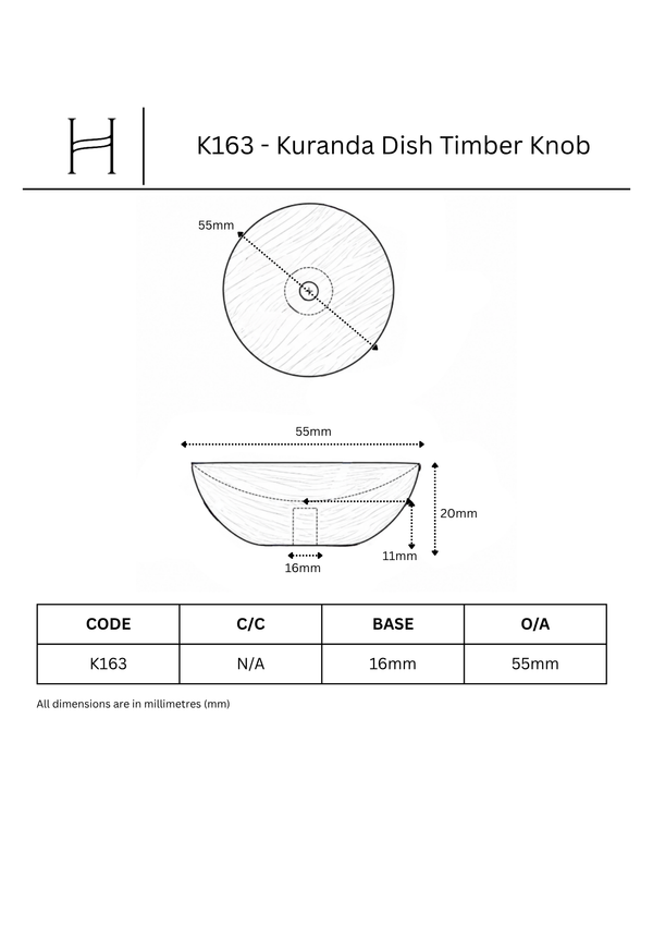 K163 - Kuranda Dish Timber Knob