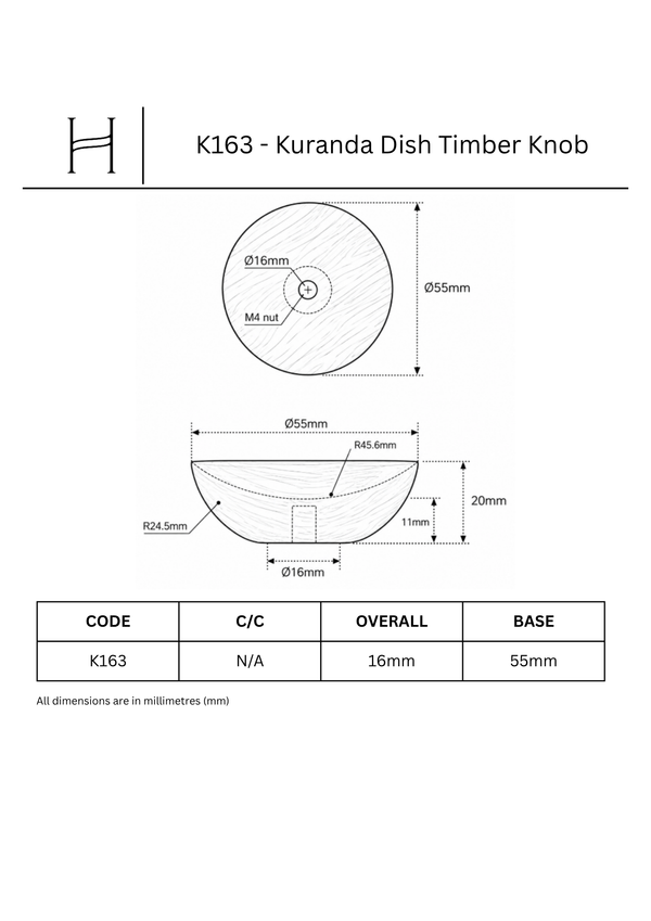 K163 - Kuranda Dish Timber Knob
