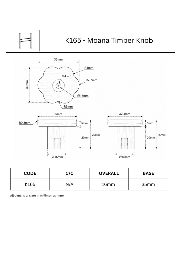 K165 - Moana Timber Knob