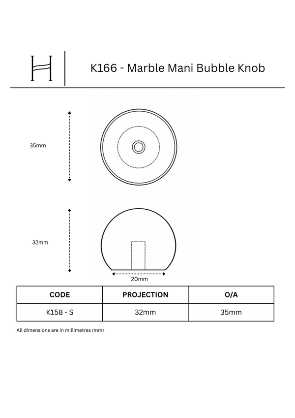 K166 - Marble Mani Bubble Knob