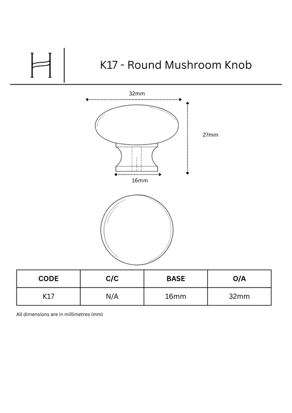 K17 - Round Mushroom Knob