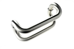 Brushed Stainless Steel Offset Round D Handle Entrance Pull Handles (E16 Omega) compressed