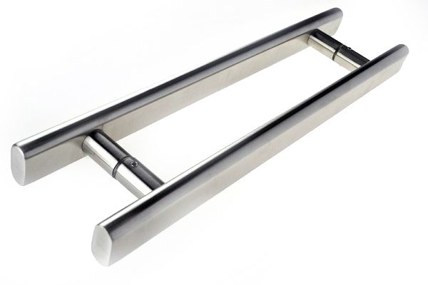 Brushed Stainless Steel Rounded Rectangular Handle Entrance Pull Handles (E36 New Kaiser) compressed