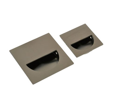 Brushed Stainless Steel Square Flush Pull with Half Moon Cutout Door Hardware Flush Pulls Cavity Sliders (C58-SQ Designer Flush Pull)