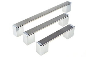 Brushed Stainless Steel and Chrome Bar Handle with Chrome legs Cabinet Handle (C96 CH Southport Handles)