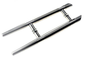 Brushed Stainless Steel and Polished Stainless Steel Tapered Handle Entrance Pull Handles (E30 New Metro) compressed