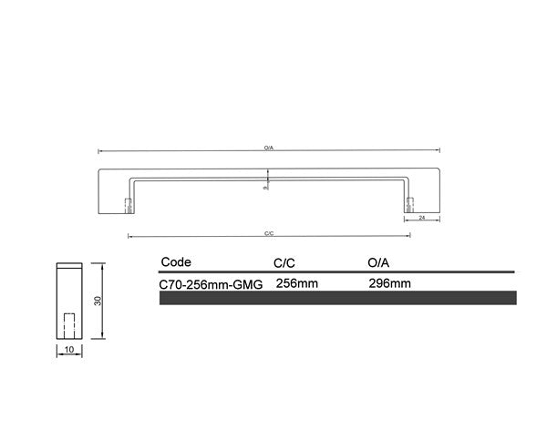 C70- Narangba Gunmetal Grey Cabinet Handle