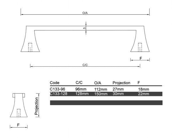 Diagram Black Slim line Bar Handle Cabinet Handle (C133 St George)