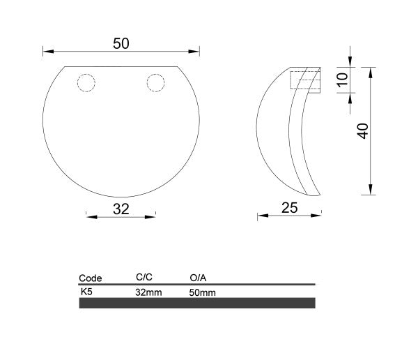Diagram Black or Satin Nickel Eyelid Pull Cabinet Knob (K5 Eyelid Pull)