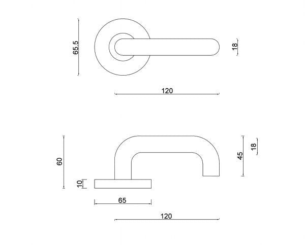 Diagram Brushed Stainless Steel D Shape Round Bar Lever Door Handles Levers (L11 Mackay) compressed