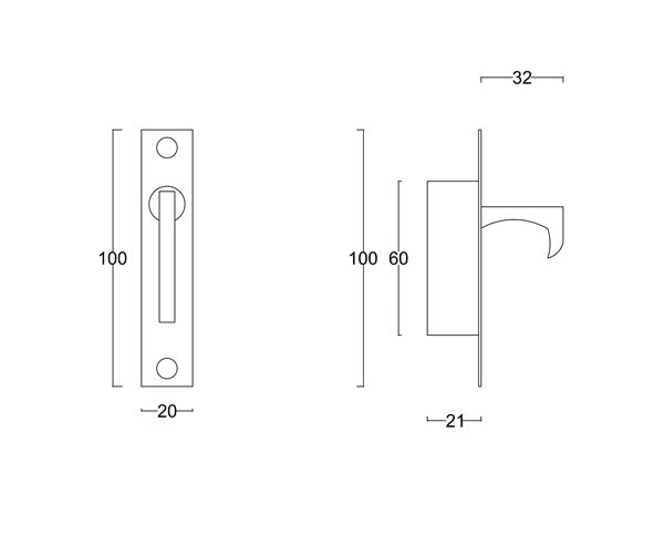 Diagram Brushed Stainless Steel Edge Pull Door Hardware Flush Pulls & Cavity Sliders (T42 Edge Pull)