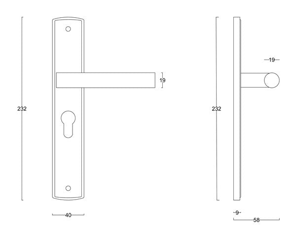 Diagram Brushed Stainless Steel Long Plate Round Bar Lever Door Handles Levers (L6L Euro Brisbane)