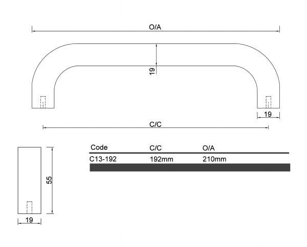 Diagram Brushed Stainless Steel Round D Pull Cabinet Handle (C13 Queensland D Pull)