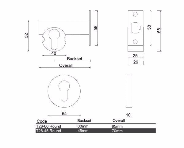 Diagram Brushed Stainless Steel and Chrome Round Smart Lock Door Hardware Locks & Accessories (T28 RD Round