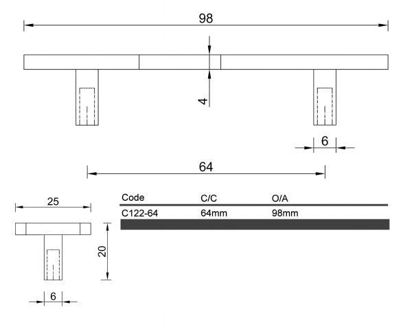 Diagram Chrome Decorative Crystal Handle Cabinet Handle (C122 Diamonte)