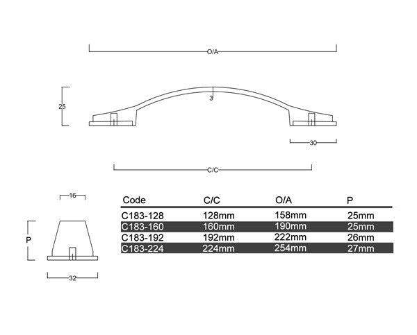 Diagram Orb Decorative Tapered Bow Cabinet Handle (C183-Birdsville)