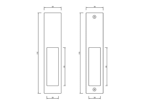 T99 - Sliding Door Rectangular Flush Pull