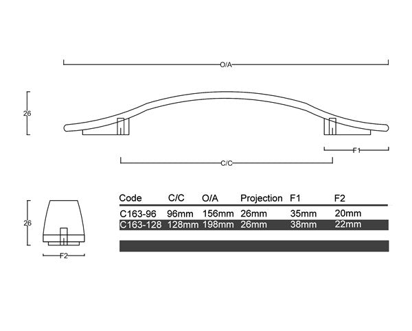 Diagram Polished Nickel Organic Flat Bow with wider Feet Cabinet Handle (C163-River Heads)