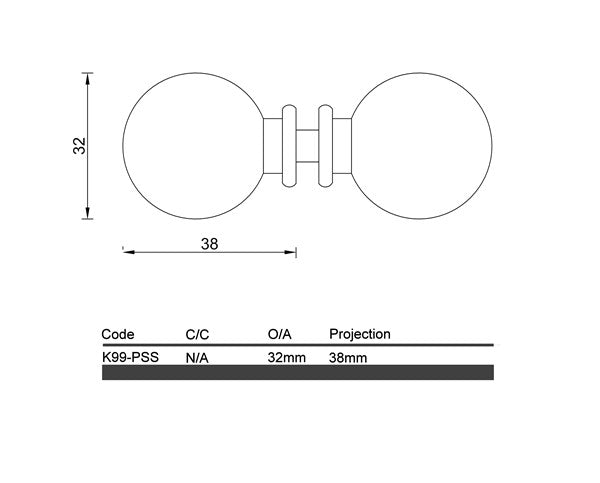 Diagram Polished Stainless Steel Round Shower Knob (K99 Coolum)
