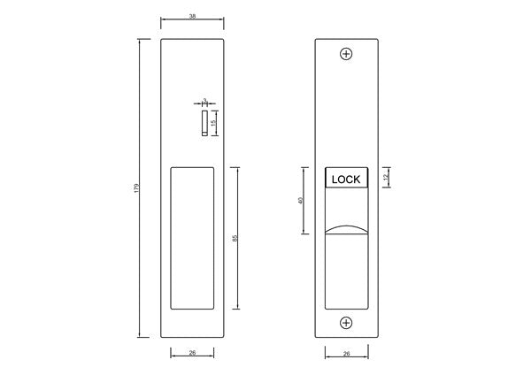 T99 - Sliding Door Rectangular Flush Pull