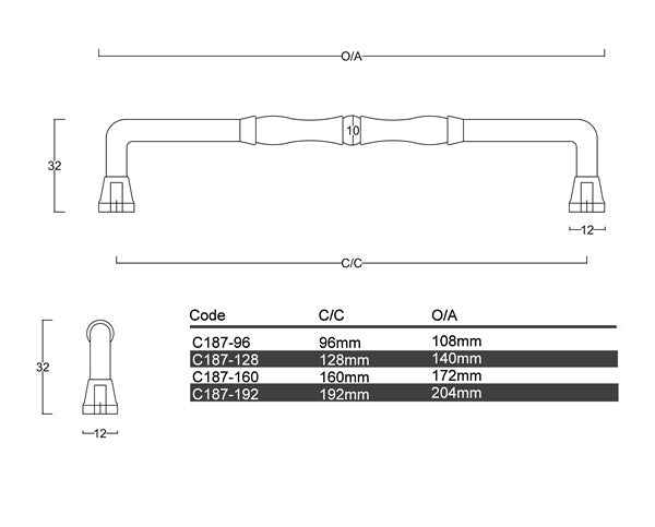 Diagram Satin Nickel OR Black Traditional Cabinet Handle Cabinet Handles (C187 Matraville)