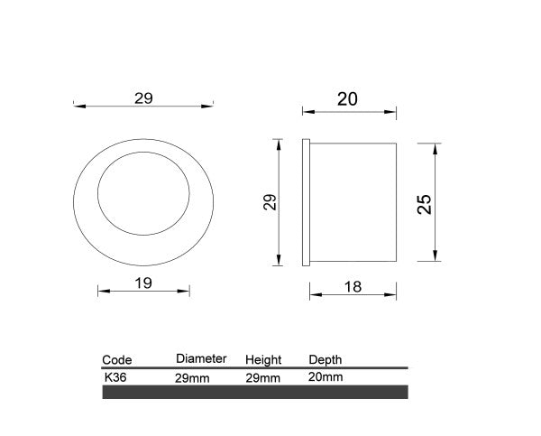 Diagram Satin Nickel OR Chrome OR Matt Black OR White Round Edge Pull Door Hardware Flush Pulls Cavity Sliders (K36 Round Edge Pull)
