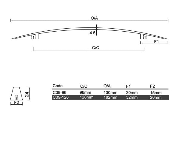 C39- Alderley Chrome Cabinet Handle