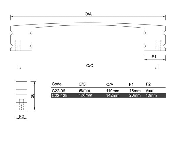 Diagram Wide Leg Lattice D Bar Handle Cabinet Handle (C22 Lattice D Bar)