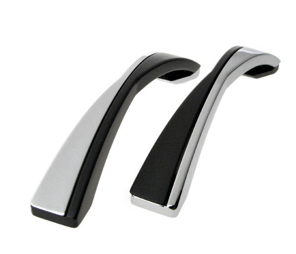 Matt Black and Chrome Wide Bow Tie Handle Tapered Bow Cabinet Handle (C98 BL/CH Surfers Paradise)