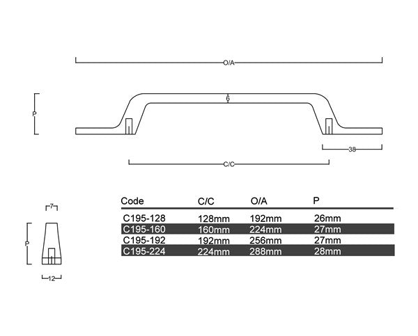 C195 - Clayfield Cabinet Handle