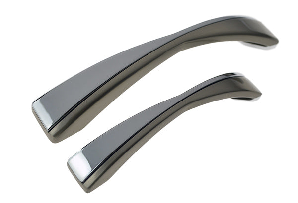 Satin Nickel and Chrome Wide Bow Tie Handle, Tapered Bow Cabinet Handle (C98 Surfers Paradise)