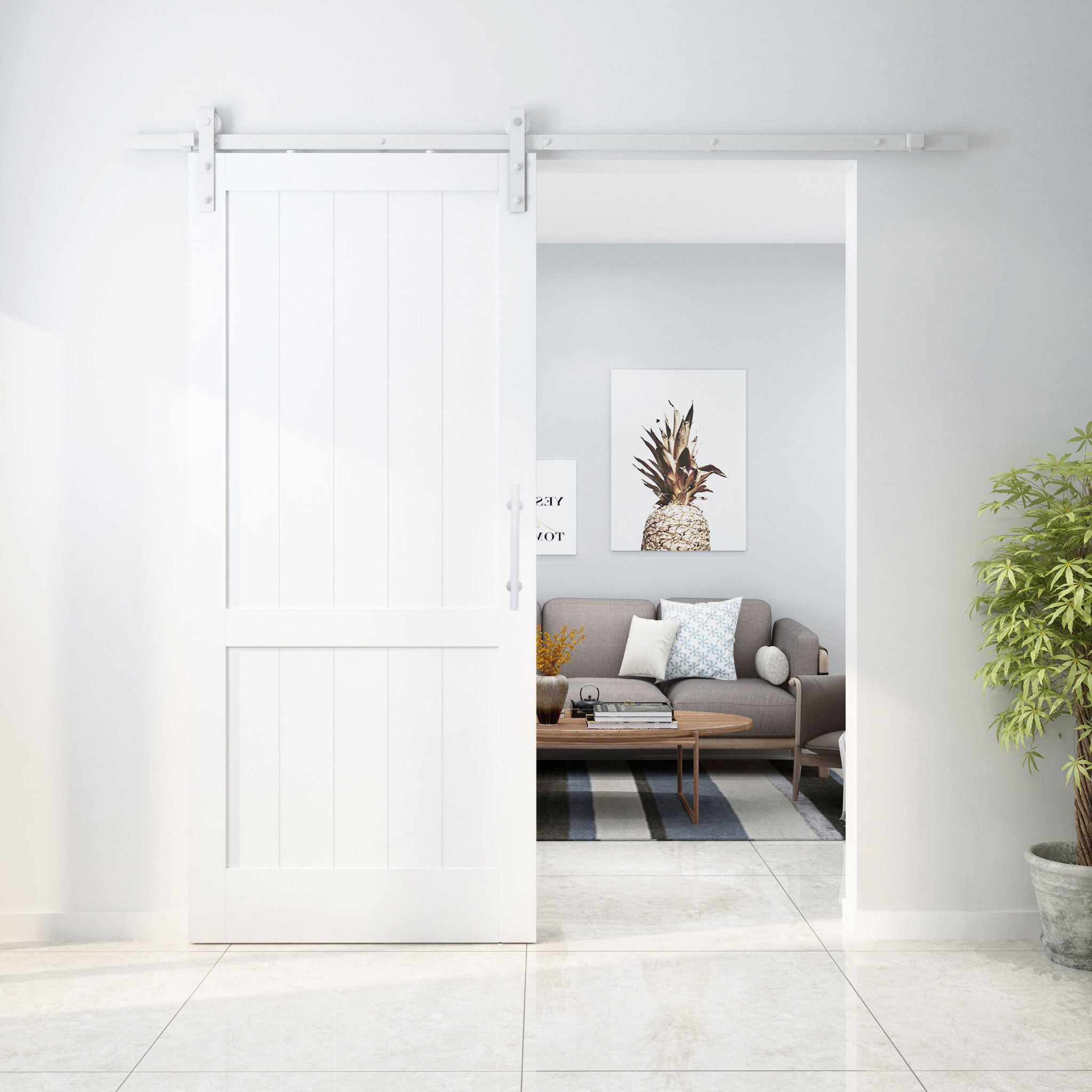 T73 - Matt White Barn Door Track Kit – Handle House