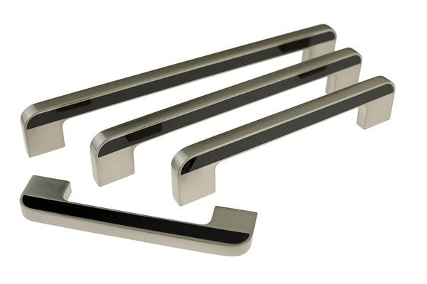 Two Toned Satin Nickel and Black Square with Rounded Edges Handle Cabinet Handle (C61-SN_BL Bendigo)